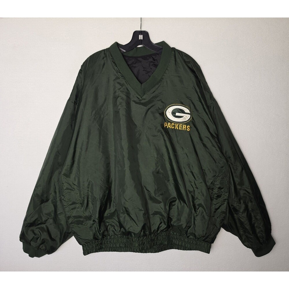 VTG Green Bay Packers Reversible Pullover Windbreaker NFL Game Day Mens XL